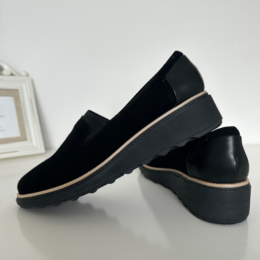 Clarks Velvet Wedge Loafer